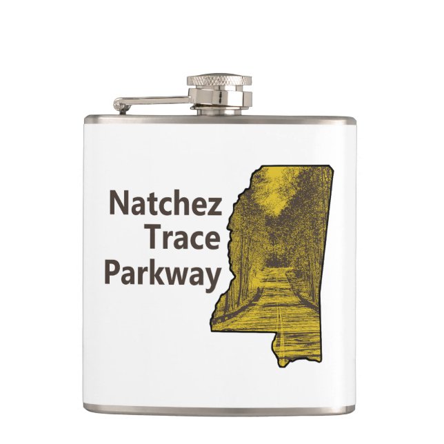 Natchez Trace Parkway Mississippi Map Flask (Front)