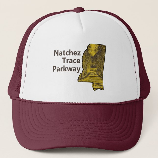 Natchez Trace Parkway Mississippi Map Trucker Hat (Front)