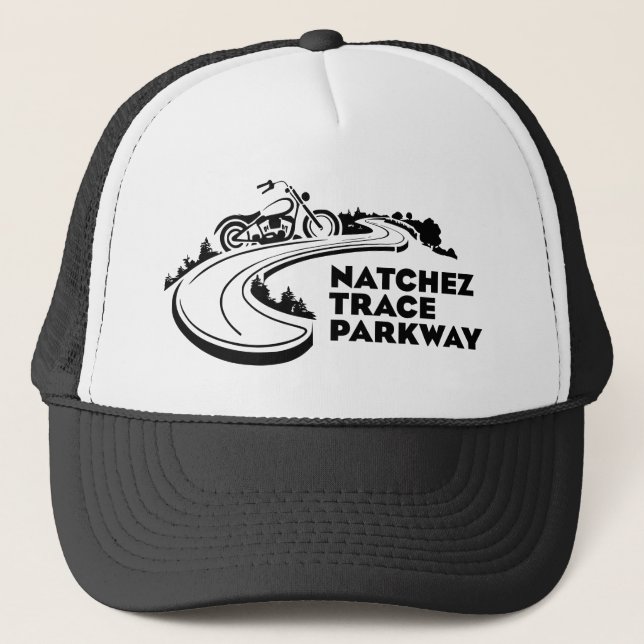 Natchez Trace Parkway Motorcycle Trucker Hat (Front)