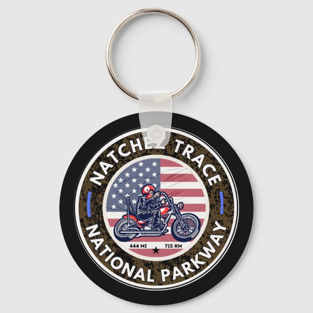 Natchez trace road Mississippi Tennessee motorcycl Keychain (Front)