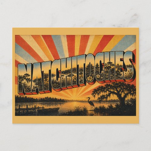 Natchitoches Louisiana Oxbow Lake Pine Forest Art Postcard