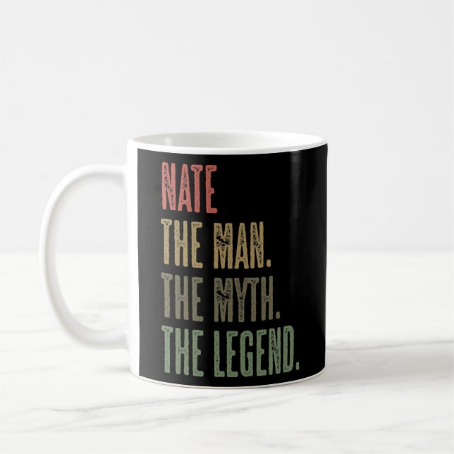 NATE the Man the Myth the LEGEND FUNNY Mens Boys Coffee Mug (Left)
