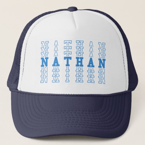 Nathan Blue Personalized Men Name Trucker Hat