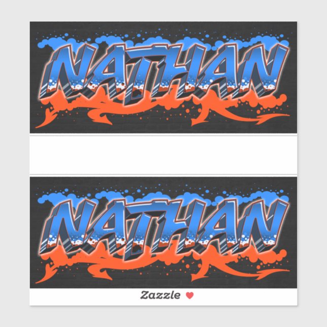 Nathan First Name Graffiti Sticker (Sheet)