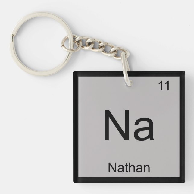 Nathan Name Chemistry Element Periodic Table Keychain (Front)