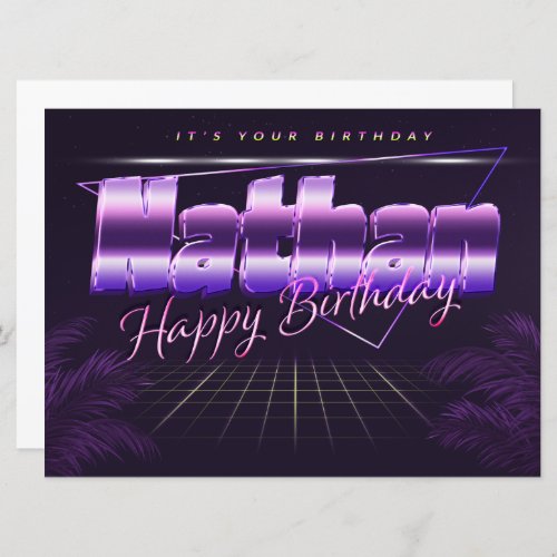 Nathan name first name lila retro card birthday