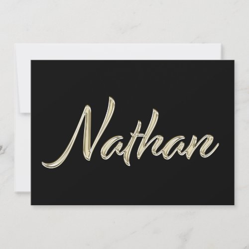 Nathan Name white gold Handwriting Card