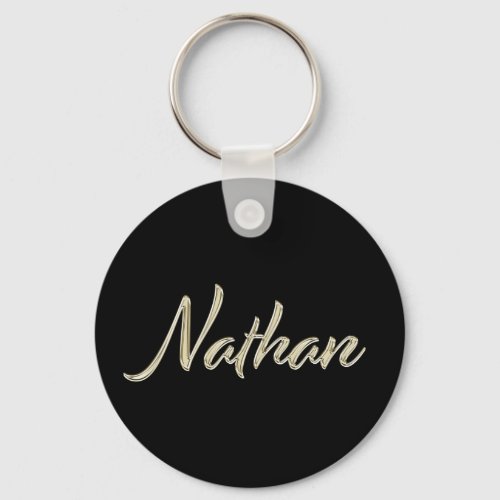 Nathan Name whitegold Button Schlsselanhnger Keychain