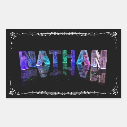 Nathan  _ The Name Nathan in 3D Lights Photograph Rectangular Sticker