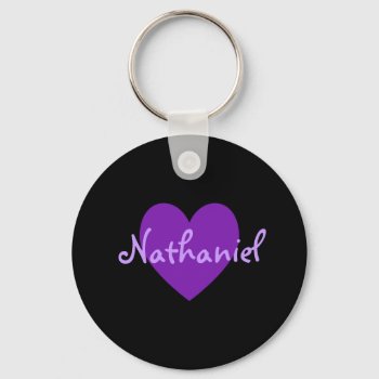 Nathaniel In Purple Keychain by purplestuff at Zazzle