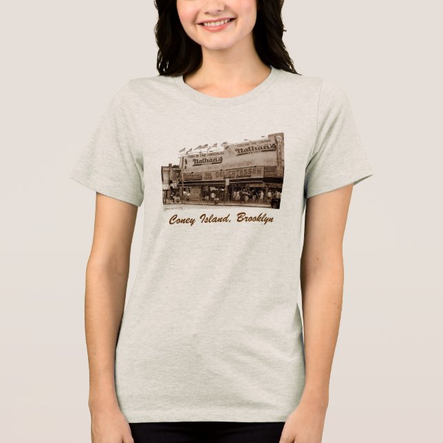 Nathan's Famous Hot Dogs Ladies'  Tri-Blend Shirt (Front)