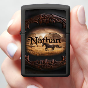 Nathan's Horse Painting Zippo Lighter