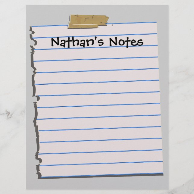 Nathan's Notes Fun Letterhead Stationery (Front)