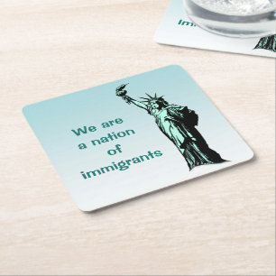 Nation of Immigrants Blue Paper Coasters