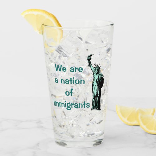 Nation of Immigrants Green Glass Tumbler