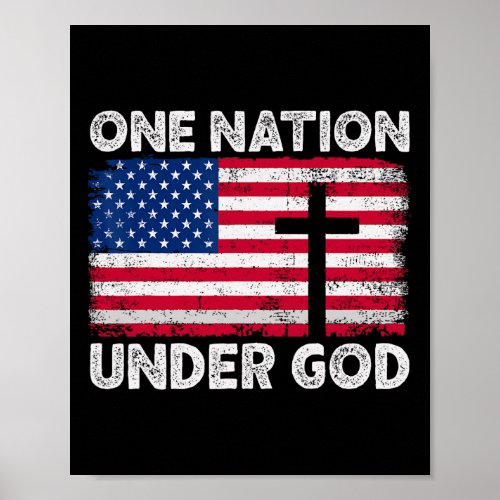 Nation Under God Flag 4th Of July Patriotic Christ Poster