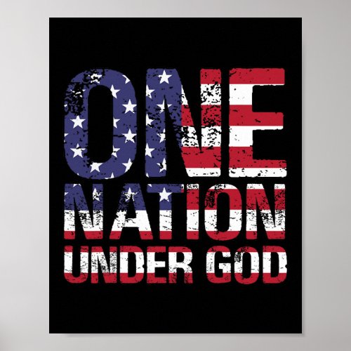 Nation Under God Flag 4th Of July Patriotic Christ Poster