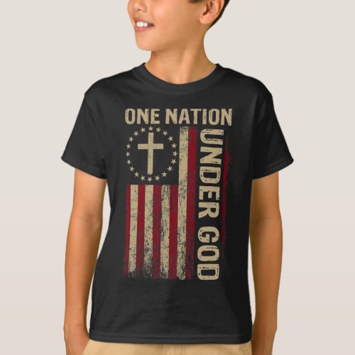 Nation Under God Flag 4th Of July Patriotic Christ T_Shirt