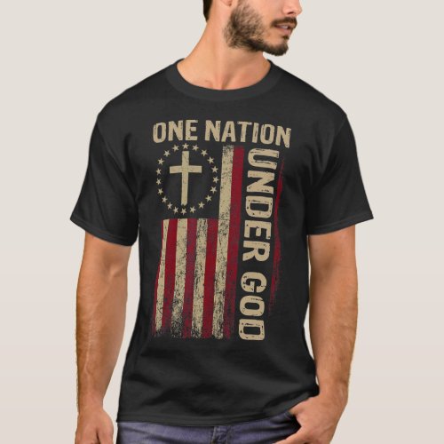 Nation Under God Flag 4th Of July Patriotic Christ T_Shirt