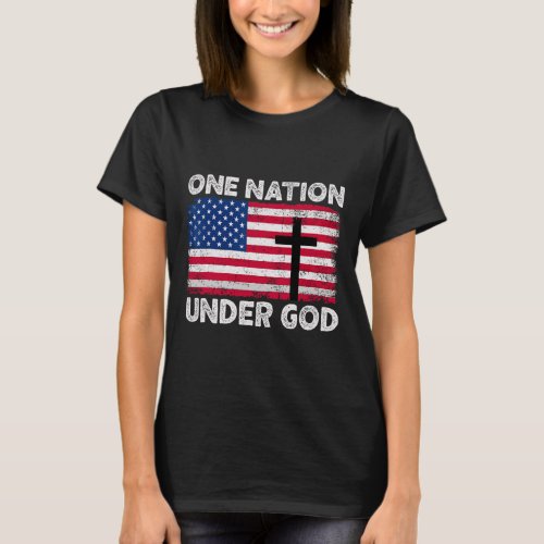 Nation Under God Flag 4th Of July Patriotic Christ T_Shirt