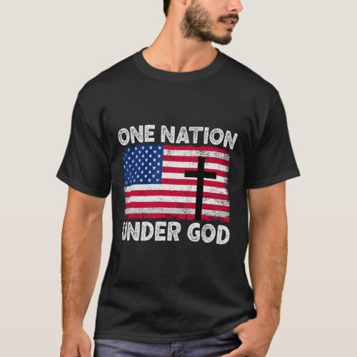 Nation Under God Flag 4th Of July Patriotic Christ T_Shirt