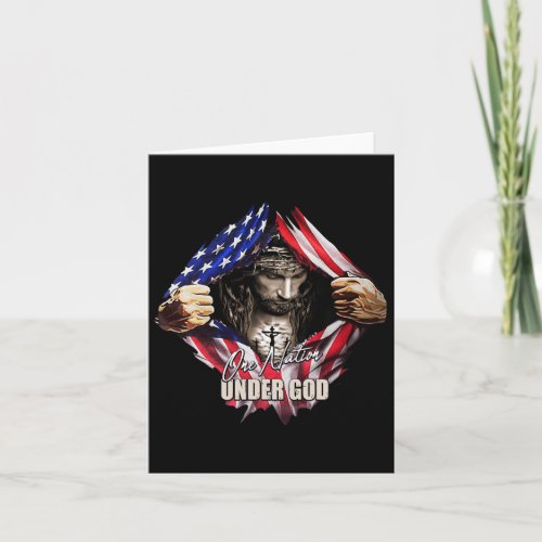 Nation Under God Jesus Art Us Flag Christian Men W Card