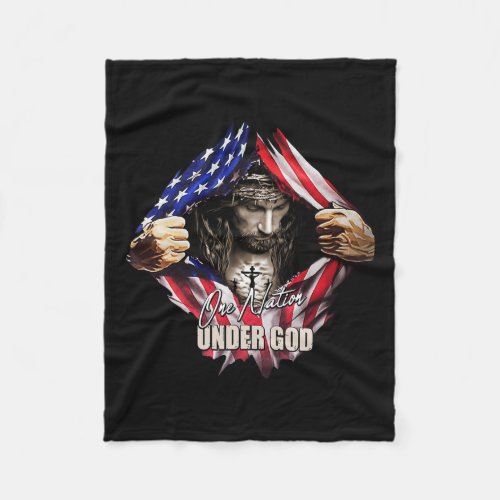 Nation Under God Jesus Art Us Flag Christian Men W Fleece Blanket