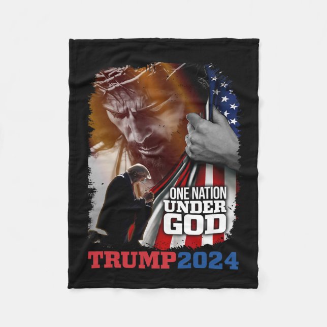 Nation Under God President Trump 2024 America Chri Fleece Blanket (Front)
