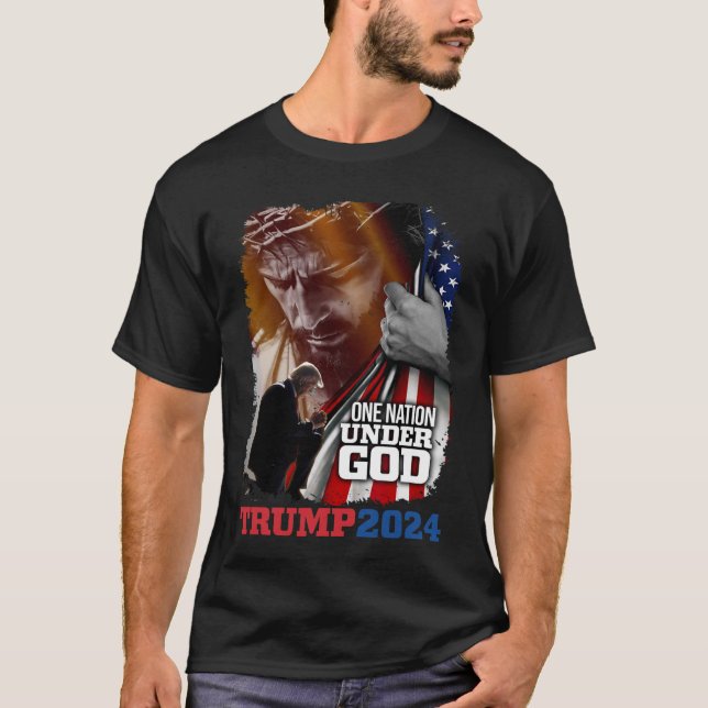 Nation Under God President Trump 2024 America Chri T-Shirt (Front)