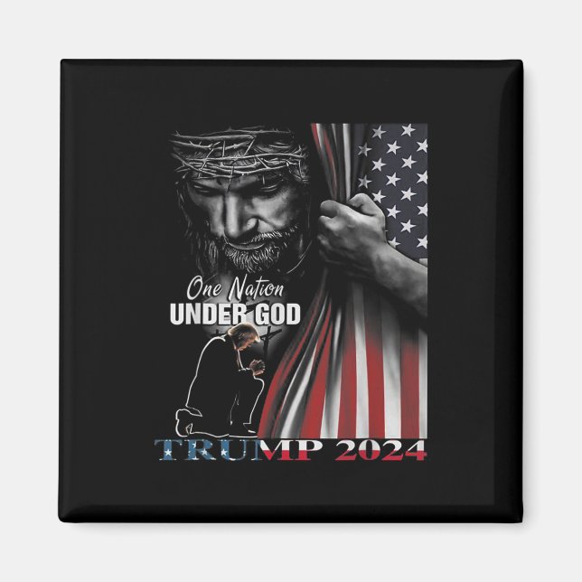 Nation Under God Trump 2024 God American Flag 1  Magnet (Front)