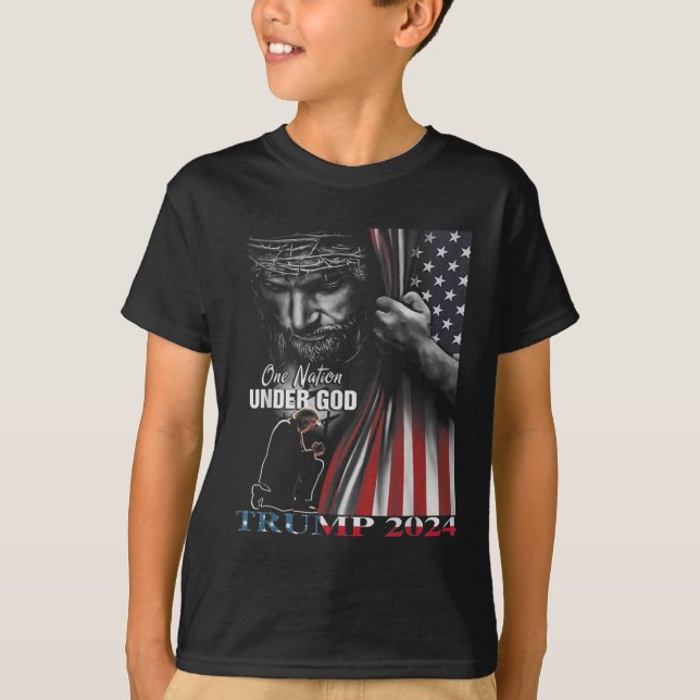 Nation Under God Trump 2024 God American Flag 1  T-Shirt (Front)