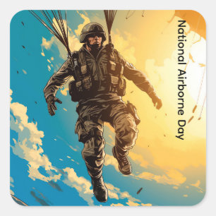 National Airborne Day Square Sticker