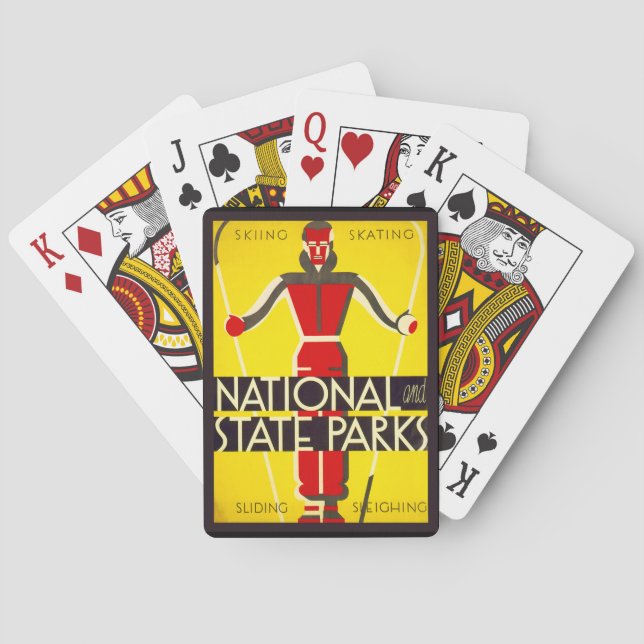 National and state parks, skiing - Dorothy Waugh Poker Cards (Back)