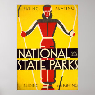 National And State Parks Skiing Dorothy Waugh WPA Poster