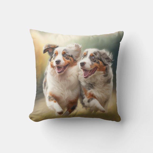 National Australian Shepherd Day, Aussie Dog Throw Pillow (Front)