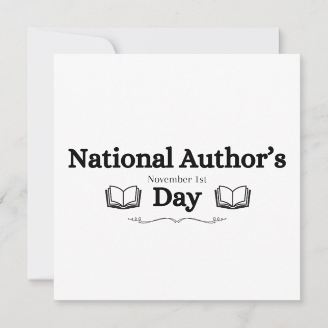 National Author's Day November 1st text and books Invitation (Front)