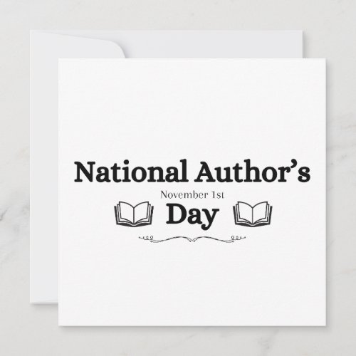 National Authors Day November 1st text and books Invitation