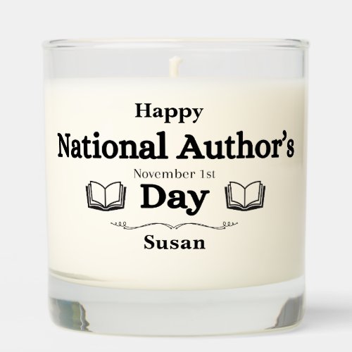 National Authors Day November 1st text and books Scented Candle