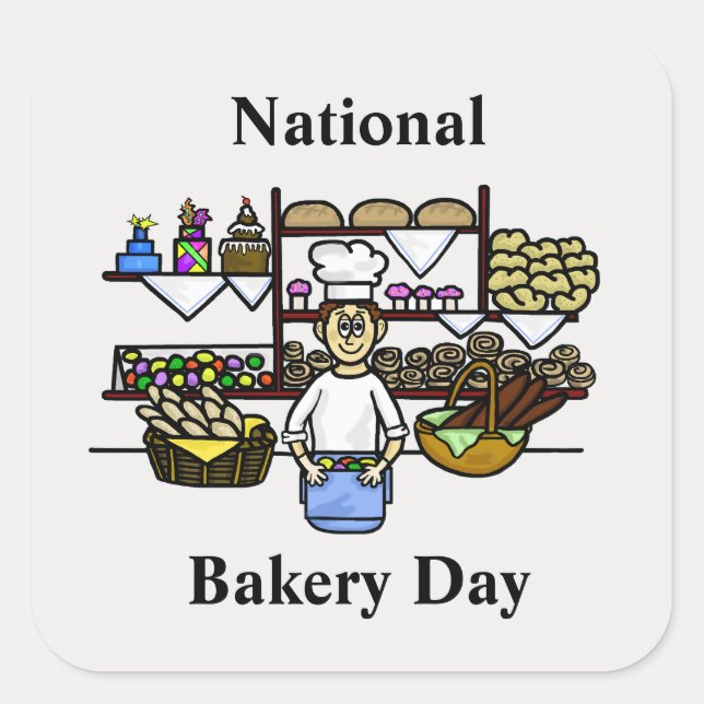 National Bakery Day Man in Bakery Stickers (Front)