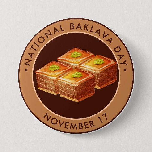 National Baklava Day, illustration Button (Front)