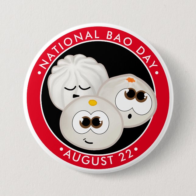 National Bao Day, cute kawaii dumplings Button (Front)