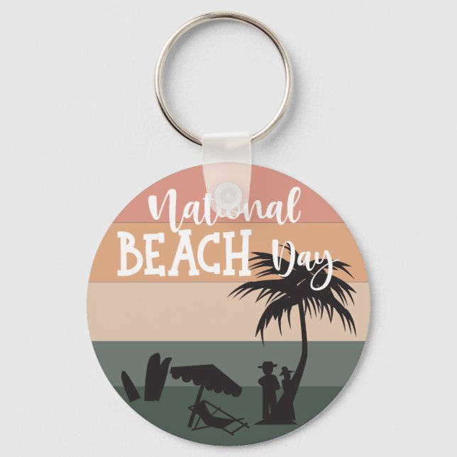 National Beach Day Sign Keychain (Front)