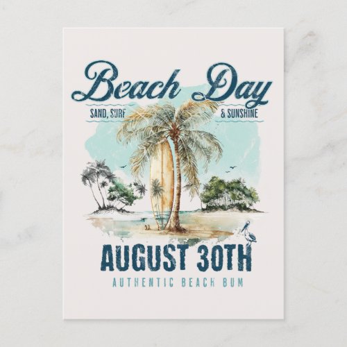 National Beach Day vintage surfboard Postcard