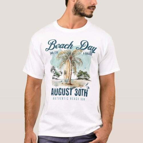 National Beach Day vintage surfboard T_Shirt