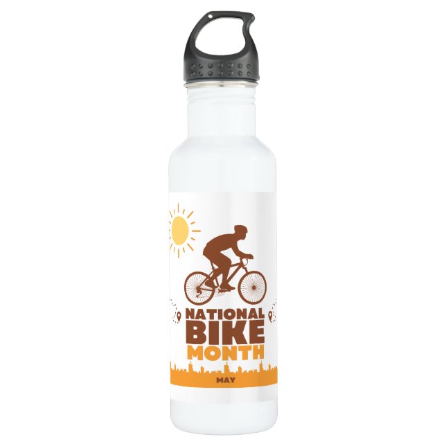 National Bike Month Stainless Steel Water Bottle (Front)