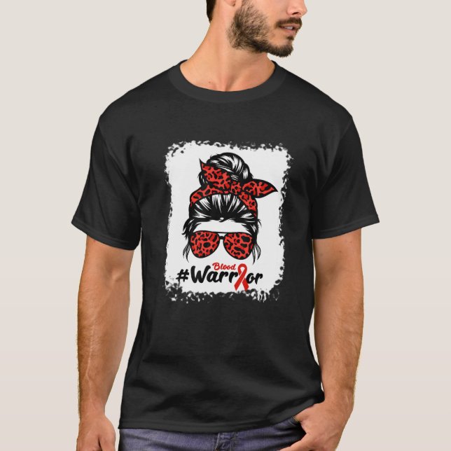 National Blood Donor Month Ribbon Warrior Bleached T-Shirt (Front)
