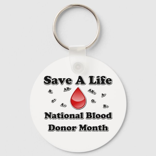 National Blood Donor Month - Save A Life Keychain (Front)
