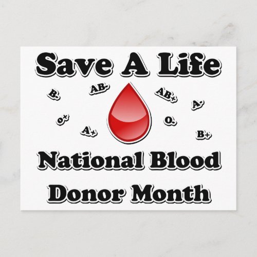 National Blood Donor Month _ Save A Life Postcard