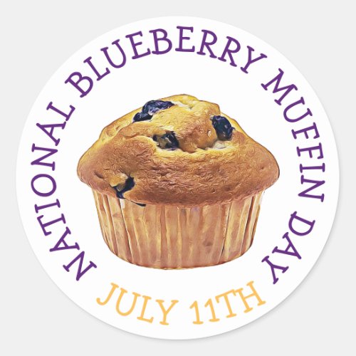 National Blueberry Muffin Day July Magnet Classic Round Sticker