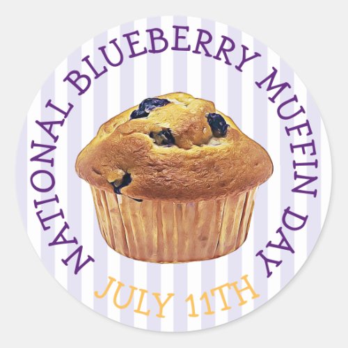 National Blueberry Muffin Day July Magnet Classic Round Sticker